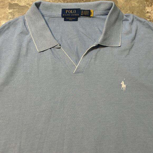 Polo Ralph Lauren Sweater Mens XL Blue Featherweight Mesh Johnny Collar Polo - Picture 1 of 10